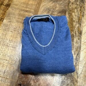 J. Hilburn Wool and Cashmere Blend Sweater Blue Men's Large